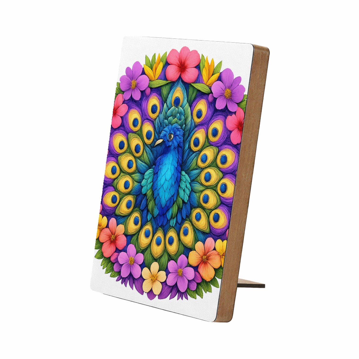 Mr Cadeautjes Glasframe/MDF 12,7 x 17,8 - design Een majestueuze mandala van tropische bladeren en bloemen ro | cadeau Wit