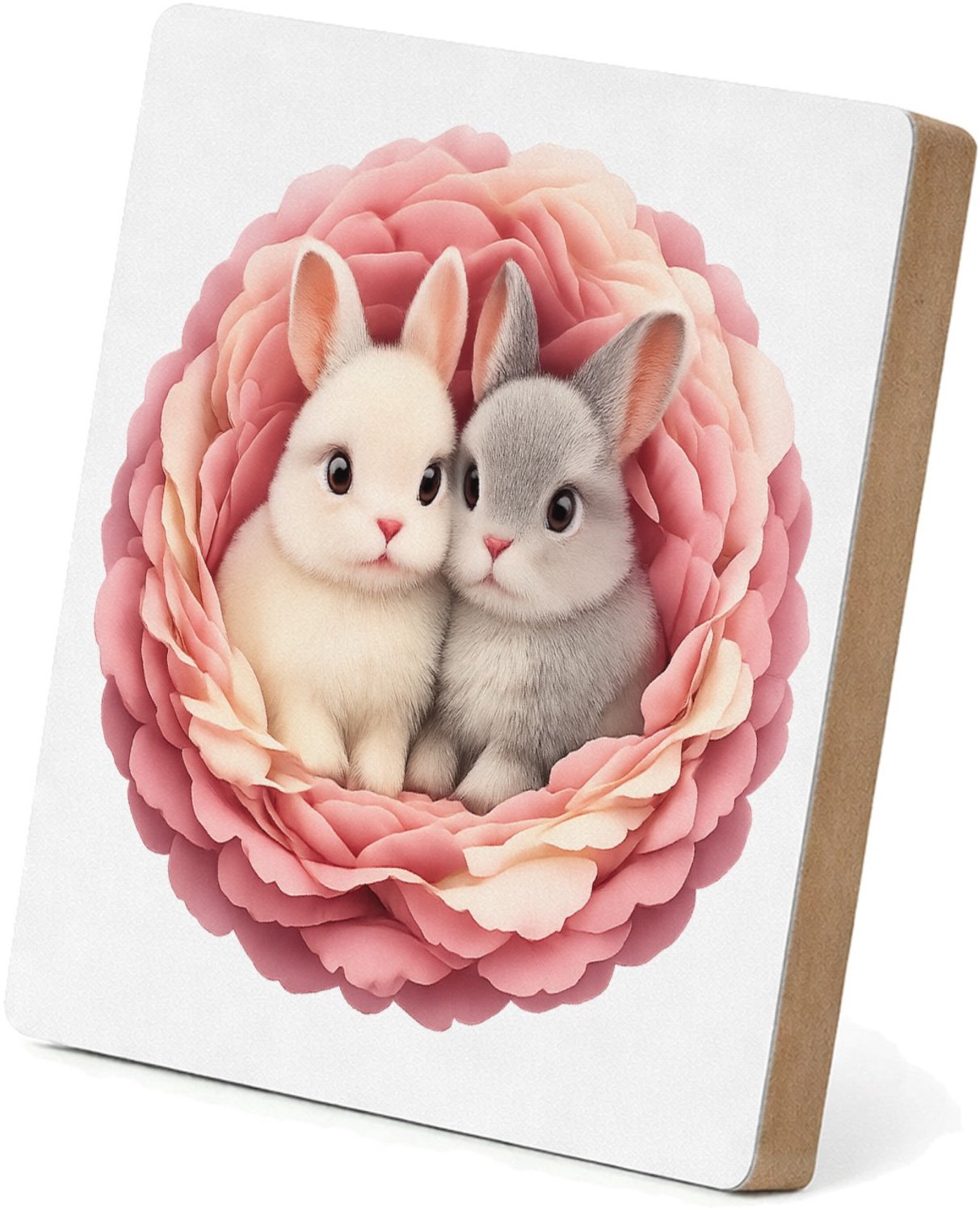 Mr Cadeautjes MDF staande fotolijst 15,2 x 15,2 - design Een knusse dierenprint met een vergelijkbaar omlijstend nest | cadeau Wit