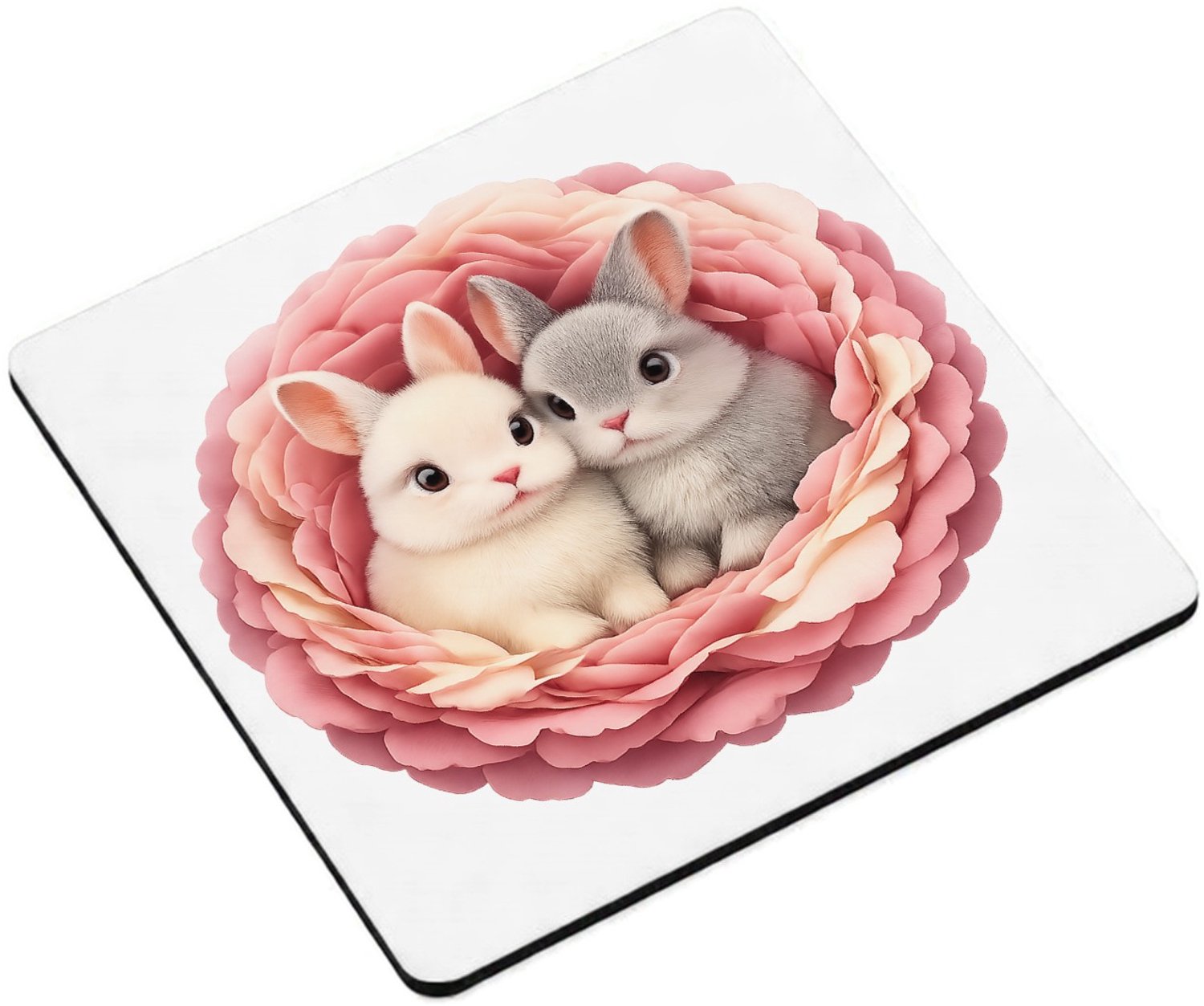 Mr Cadeautjes MDF magnetische fotolijst vierkant 9,5 - design Een knusse dierenprint met een vergelijkbaar omlijstend nest | cadeau Wit
