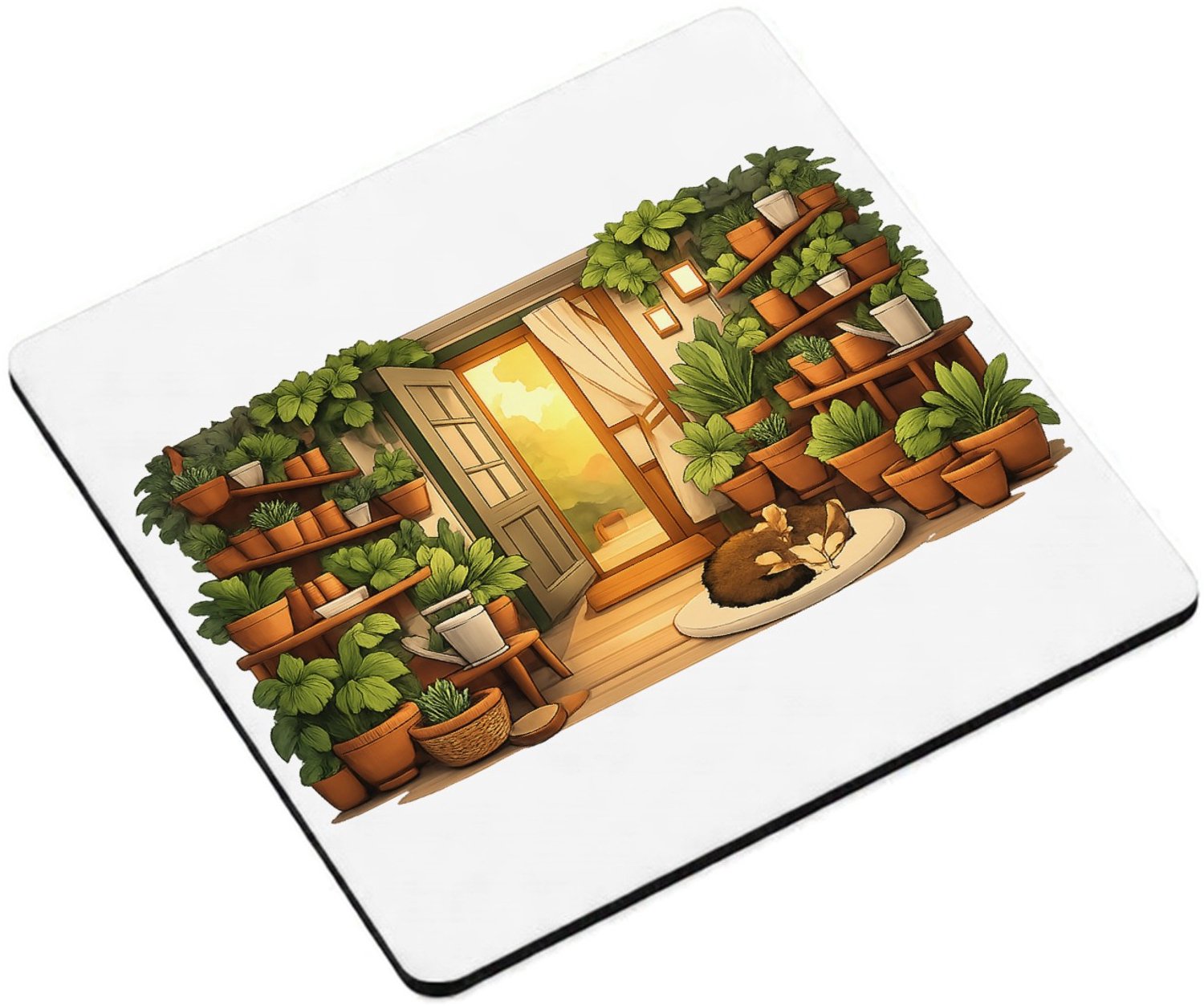 Mr Cadeautjes MDF magnetische fotolijst vierkant 9,5 - design Een serene nachttuin in een serre met maanlicht en zachte mi | cadeau Wit
