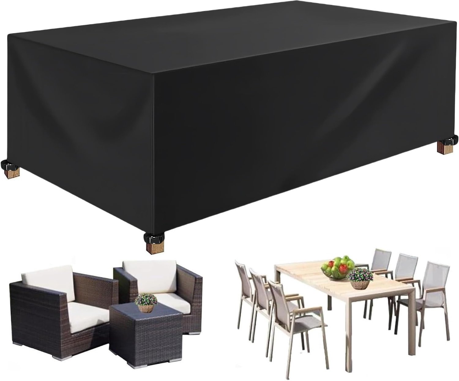 Famanu Beschermhoes voor tuintafel 140 x 60 x 60 cm, weerbestendig afdekzeil voor tuinmeubelen, zwart, ideaal voor zomer en winter, beschermt tegen vuil en regen