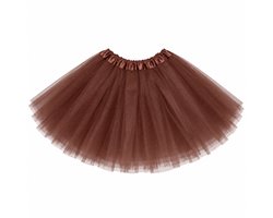 Pradeo - Tutu - 3 Lagen Tule - Meisjes - Kinderen - Verkleden - Prinses - Ballerina - Carnaval - Halloween - Feest - 3 Tot 12 Jaar - 28 cm - Bruin