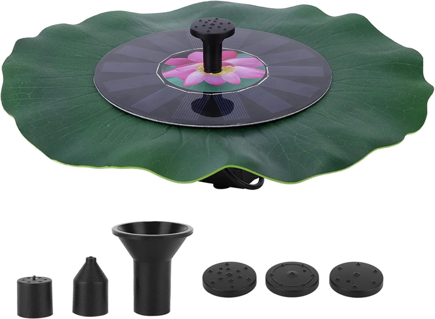 Fonteinpomp op zonne-energie, 7 V, 1,4 W, borstelloze motor, waterpartij met meerdere sproeikoppen voor tuinvijver, zwembaddecoratie, ABS-kunststof, 28,5 cm groot