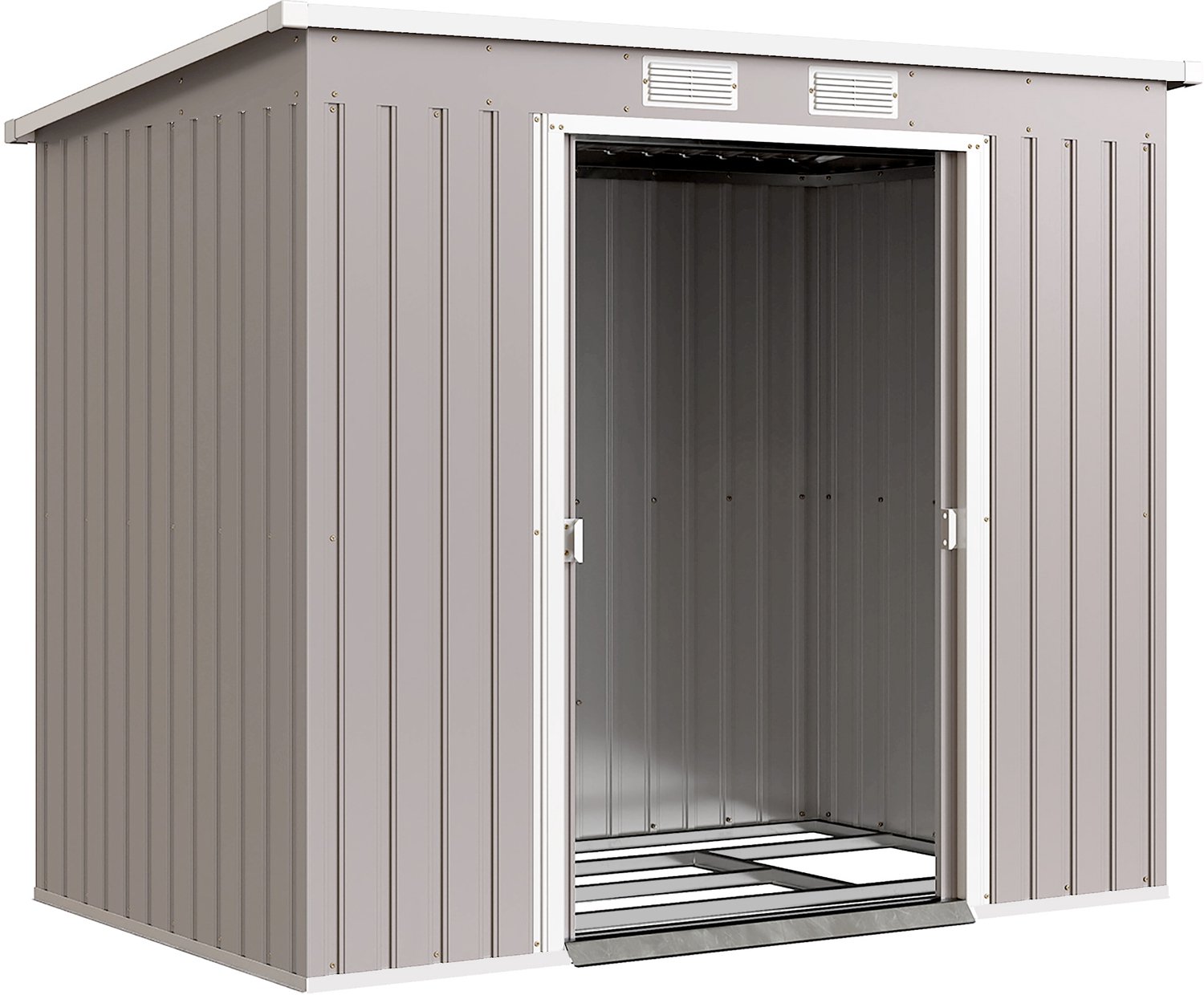 Sunona Tuinhuis - Met schuifdeuren en ventilatie - Van verzinkt staal - 213 x 130 x 172 cm - Lichtgrijs