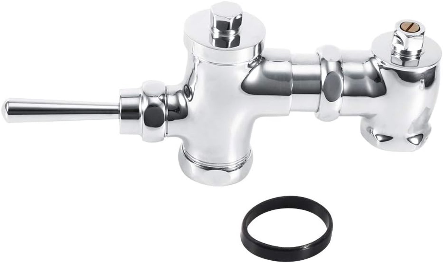 Intrekbare urinoirspoelklep Handdrukken Waterbesparende spoelklep voor toilet Badkamer Commercieel gebruik Duurzaam Messing Constructie Verstelbaar 105 * 115 mm Zilver