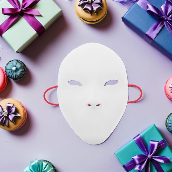 2 Stuks Wit DIY Masker Volledig Gezicht Beschilderbaar Papieren Maskerade Masker Unisex Cosplay Party Carnavalsmasker Lichtgewicht Comfortabel Kunstproject — afbeelding 4