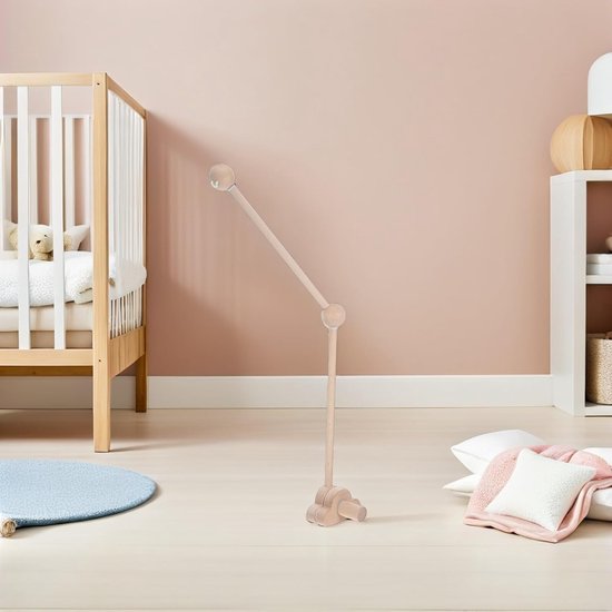 Houten Babybedmobielhouder Universele Wiegarm voor Bedbel Wiegdecoratie Beige Houten Mobiele Standaard voor Babykamer — afbeelding 4