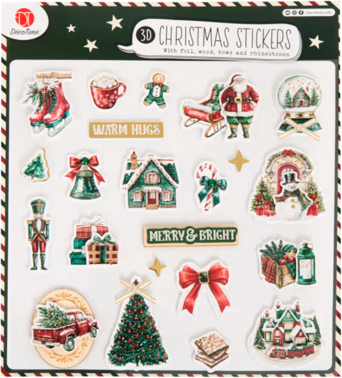 DécoTime kerststickers - Met 3D-effect & Glittervulling - Kerst