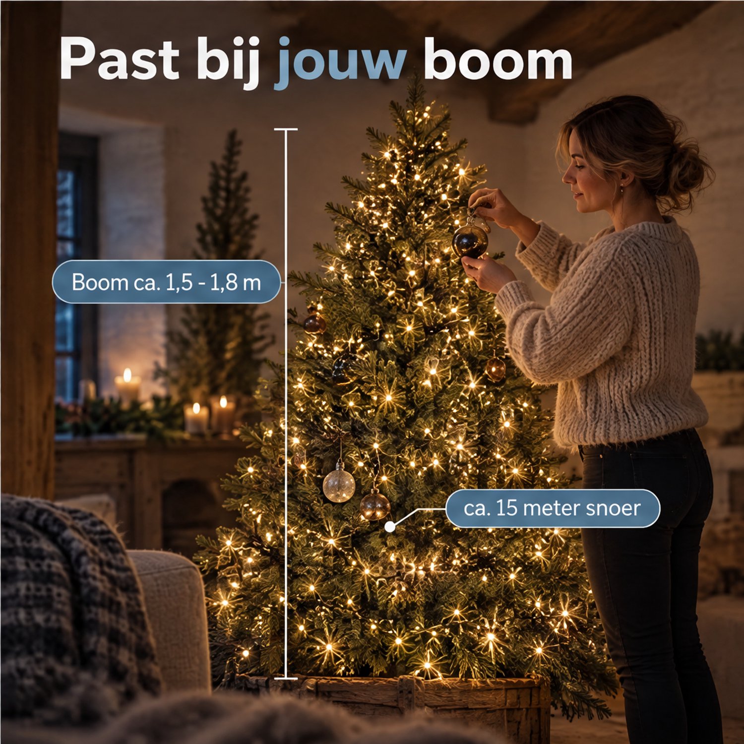 Cheqo® Kerstverlichting Twinkle 960 LED - 15 Meter - Warm Wit - Kerstboomverlichting - Kerstlampjes - Lichtsnoer - Feestverlichting - voor Binnen en Buiten - Sfeerverlichting met Timer - Lichtslinger - Fairy Lights - Kerstdecoratie – foto 7