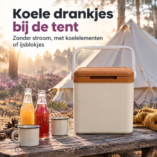 Lomera Koelbox 24 Liter met Draaghengsel - Koelbox zonder Stroom voor Camping, Strand, Picknick en Onderweg - Draagbare Frigobox - Coolbox - Koelkist - Isolatiebox - Thermobox van Lomera — afbeelding 2