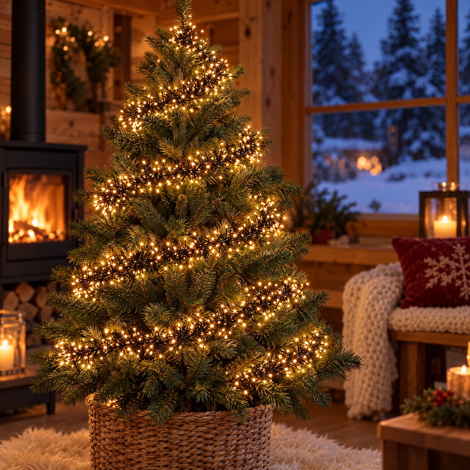 Cheqo® Clusterverlichting 768 LED - 5,6 Meter - Warm Wit - Kerstverlichting - Kerstboomverlichting - Kerstlampjes - Lichtsnoer voor Binnen en Buiten - 8 Lichtfuncties - Timer - IP44 - Zwart Snoer - Sfeerverlichting - Feestverlichting