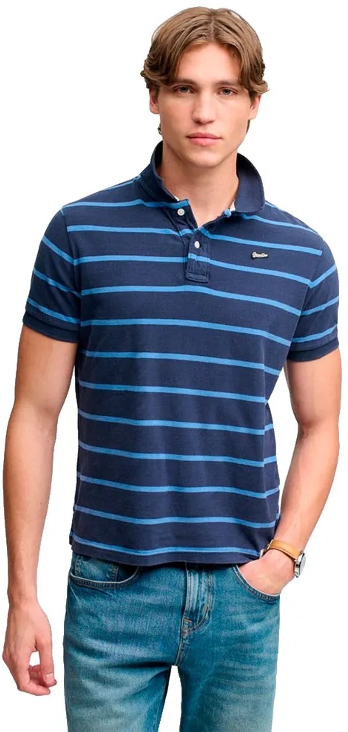 Superdry Vintage Stripe Korte Mouw Poloshirt Blauw S Man
