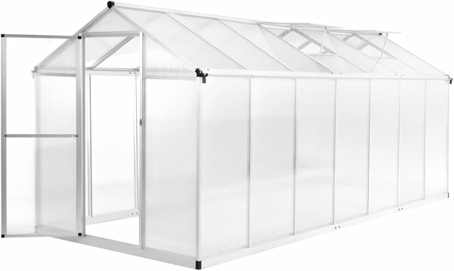 Broeikas, broeikas, glas voor de tuin, tomatenkas, broeibed, aluminium broeikas, winterbestendig, groot, 421 x 190 x 195 cm