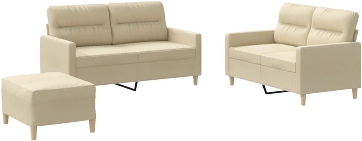 3-delig. Sofa set met kussen crème stof woonkamer bank kantoor sofa slaapkamer sofa lounge sofa voor woonkamer, slaapkamer, logeerkamer