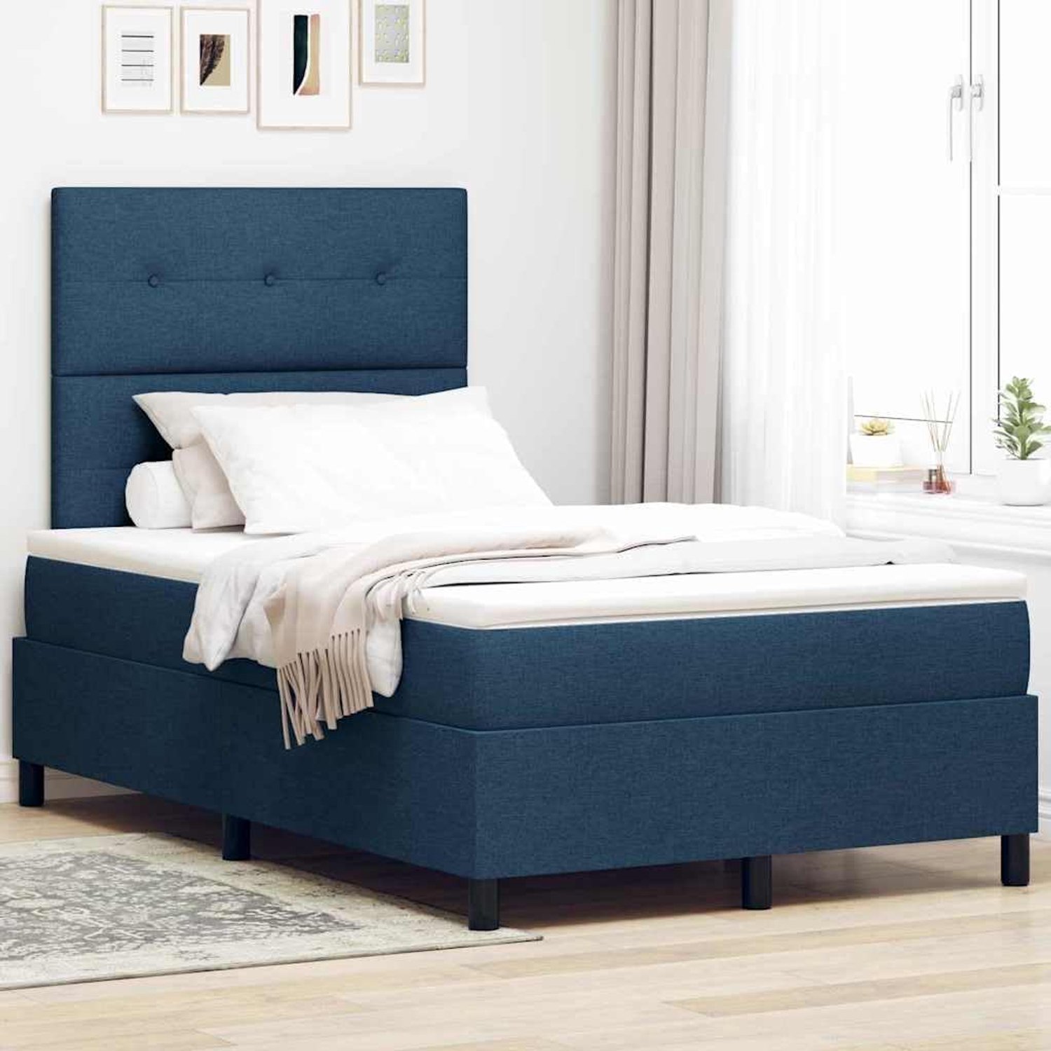Medium Firm Matras Modern Minimalistisch Boxspringbed Blauw 120x190 cm
