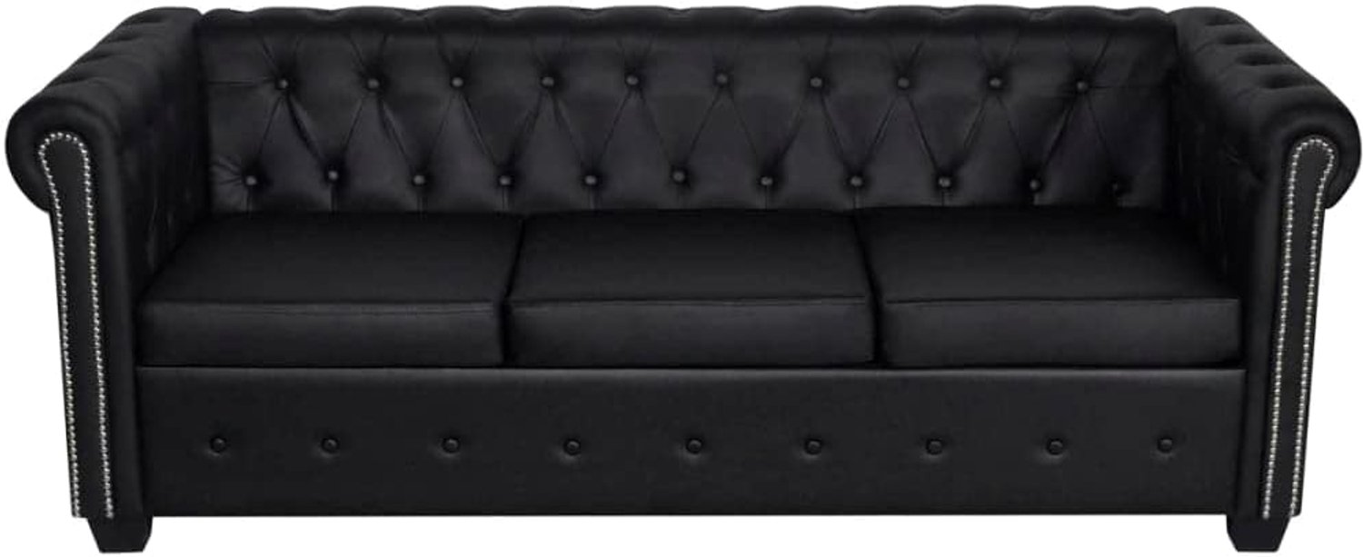 3-zits, kunstleer, zwart, voor woonkamer, slaapkamer, kantoor, lounge