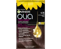 Garnier Olia Kastanje Middenbruin 4.15 - Permanente Haarkleuring Zonder Ammoniak - Tot 100% grijsdekking - Haarverf