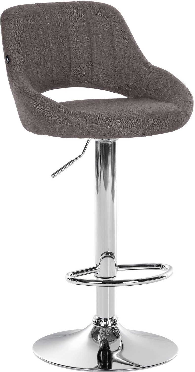 Luxe Comfort Barkruk - Verstelbaar - Stof - Donkergrijs donkergrijs chroom