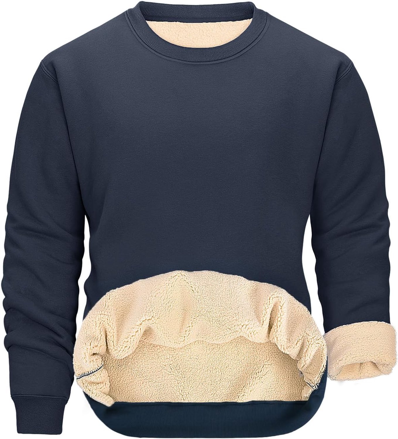 Sweatshirt zonder capuchon, fleece sweatshirt voor heren, klassiek, ronde hals, warm, sweatshirt met lange mouwen, effen, casual, sportief, trui, bovenstuk, wintersweater