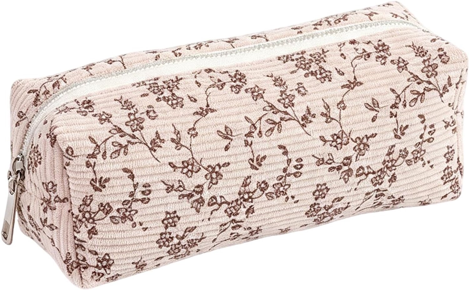 Pennenetui voor school, esthetic floral vintage, etui van gestructureerde stof met bloemenpatroon, compacte schrijfwarenhouder, kleine tas voor meisjes, school en kantoor