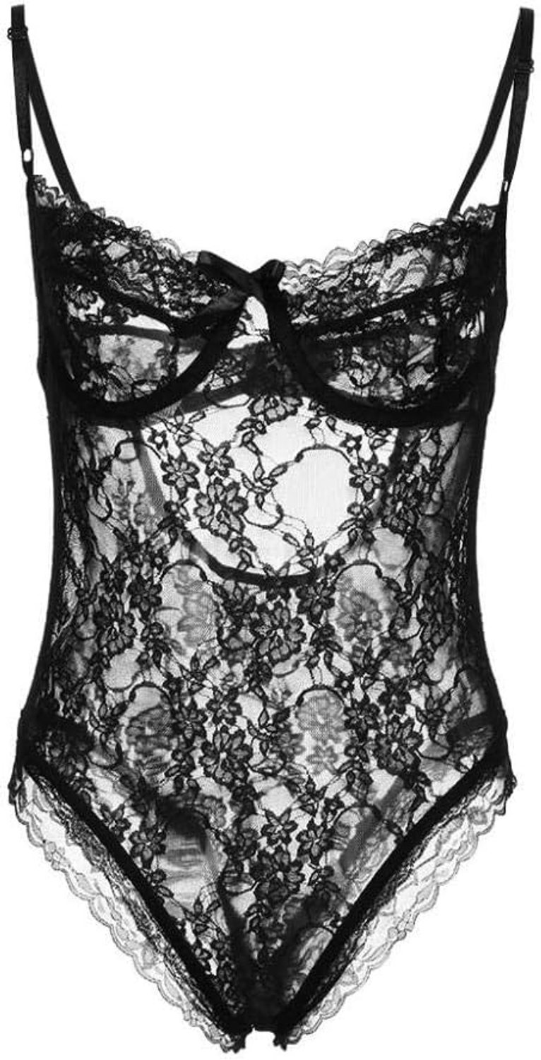& ondergoed dames Sexy Lingerie Dames Ondergoed Nachtkleding Kanten Strik Beugel Bodysuit Erotische Kostuums Kleding-Black_XXL