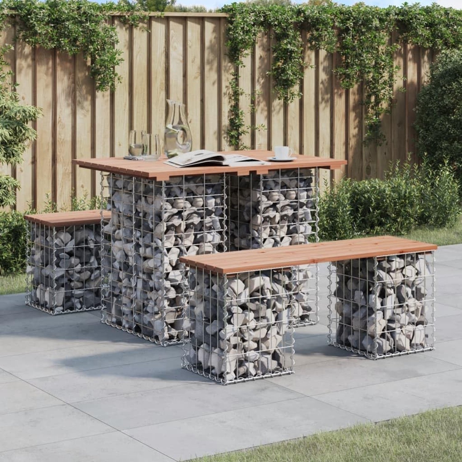Tuinbank van schanskorven, 100 x 70 x 72 cm, massief hout, douglasie, gazonbank, tuinbank, parkbank, terrasbank voor tuinen, balkons, terrassen, parken