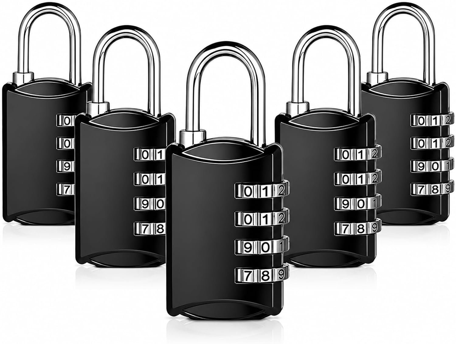 5 stuks cijferslot, hangslot, 4-cijferig slot met cijfercode van zinklegering, weerbestendig klein combinatieslot voor school, kluisje, schuur, tuin, sportschool