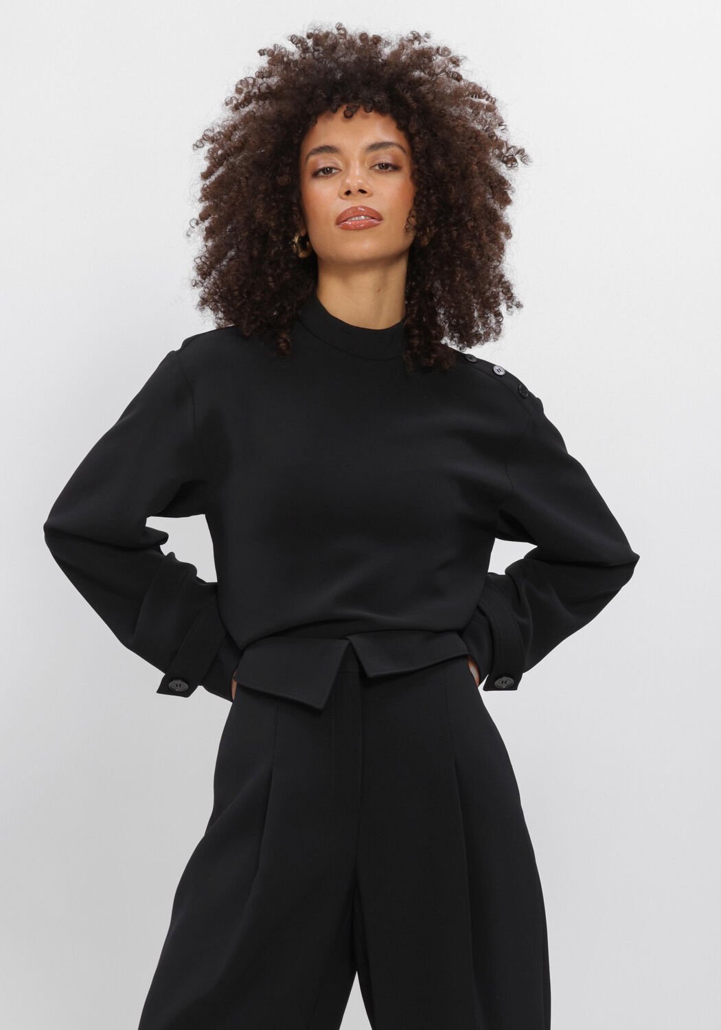 DANTE6 Raes Button Detail Top Dames - Topjes - Zwart - Maat 42