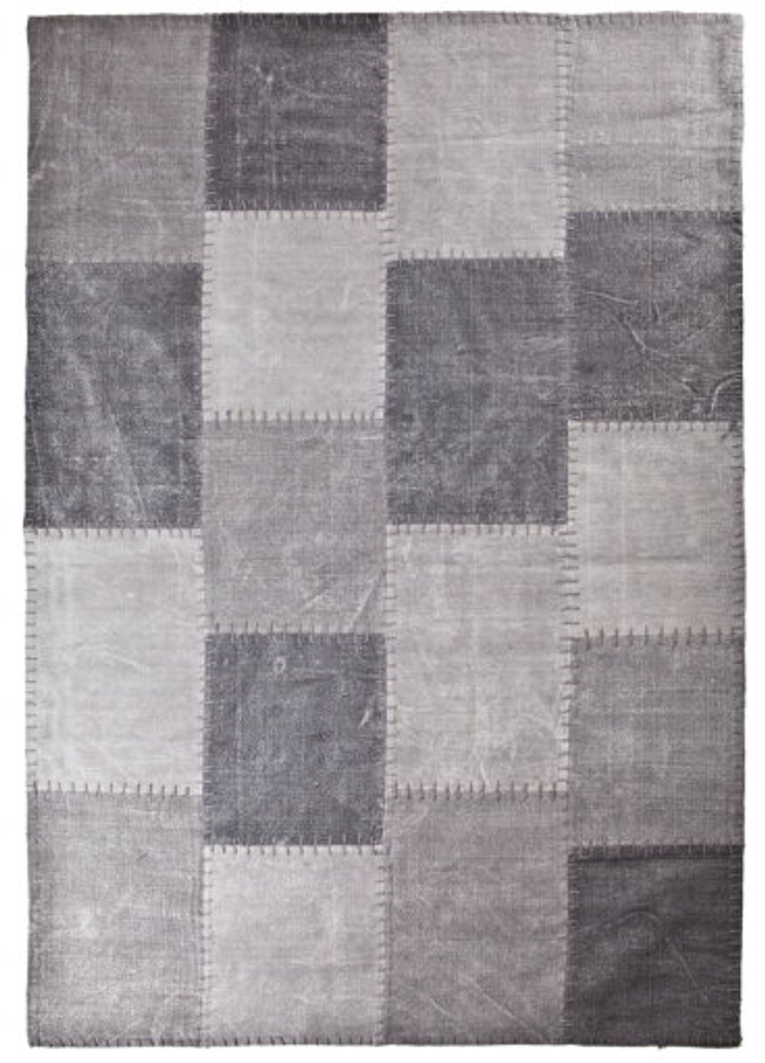 Vloerkleed Mono Patchwork - Antraciet - 220 x 290 cm - 100% katoen - By-Boo