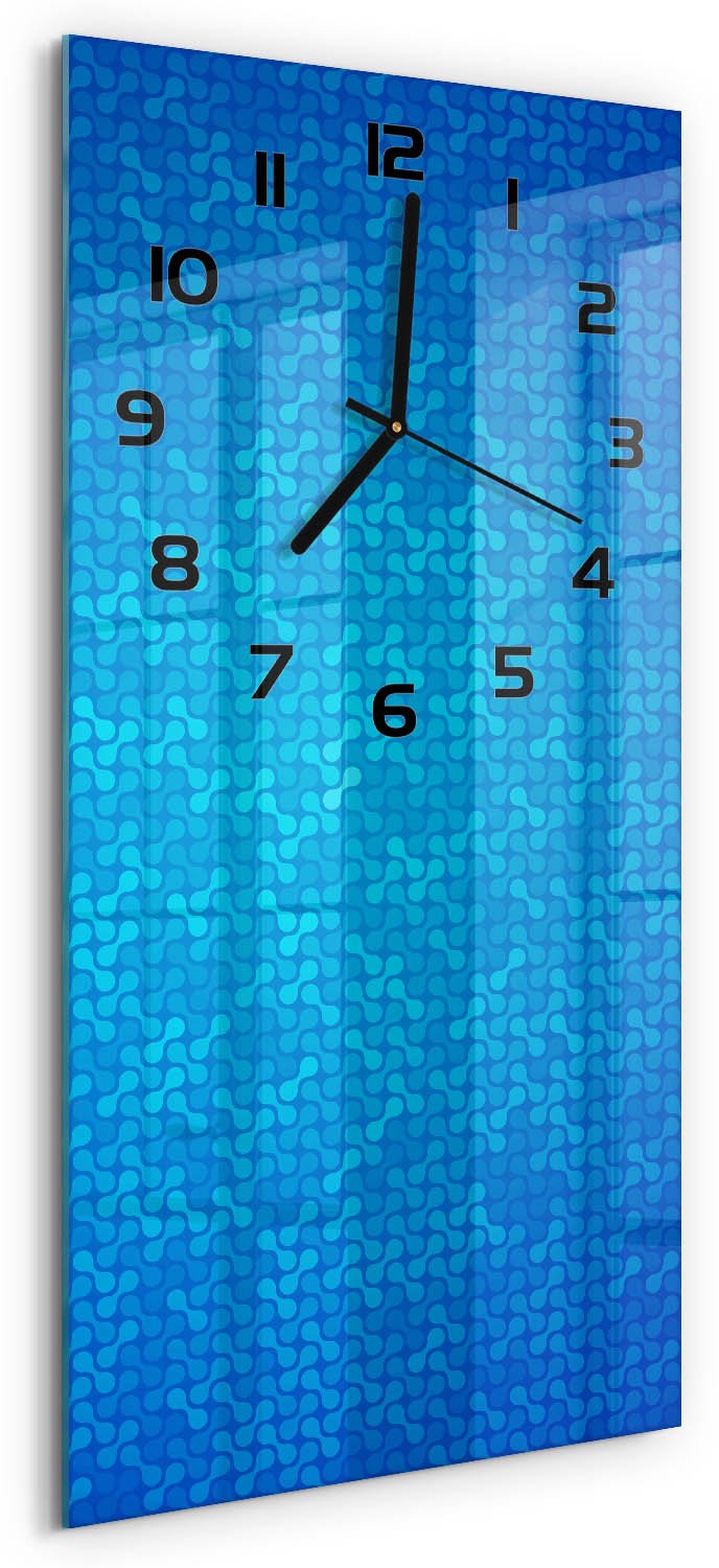 Tulup Wandklok - Abstracte achtergrond Glazen Wandklok Design - 30x60 cm - Blauw Klok Glas Met Opdruk - Zwarte handen - Rechthoekige Klok - Wandklok Glas Met Motief - Decoratieve Glazen Klok