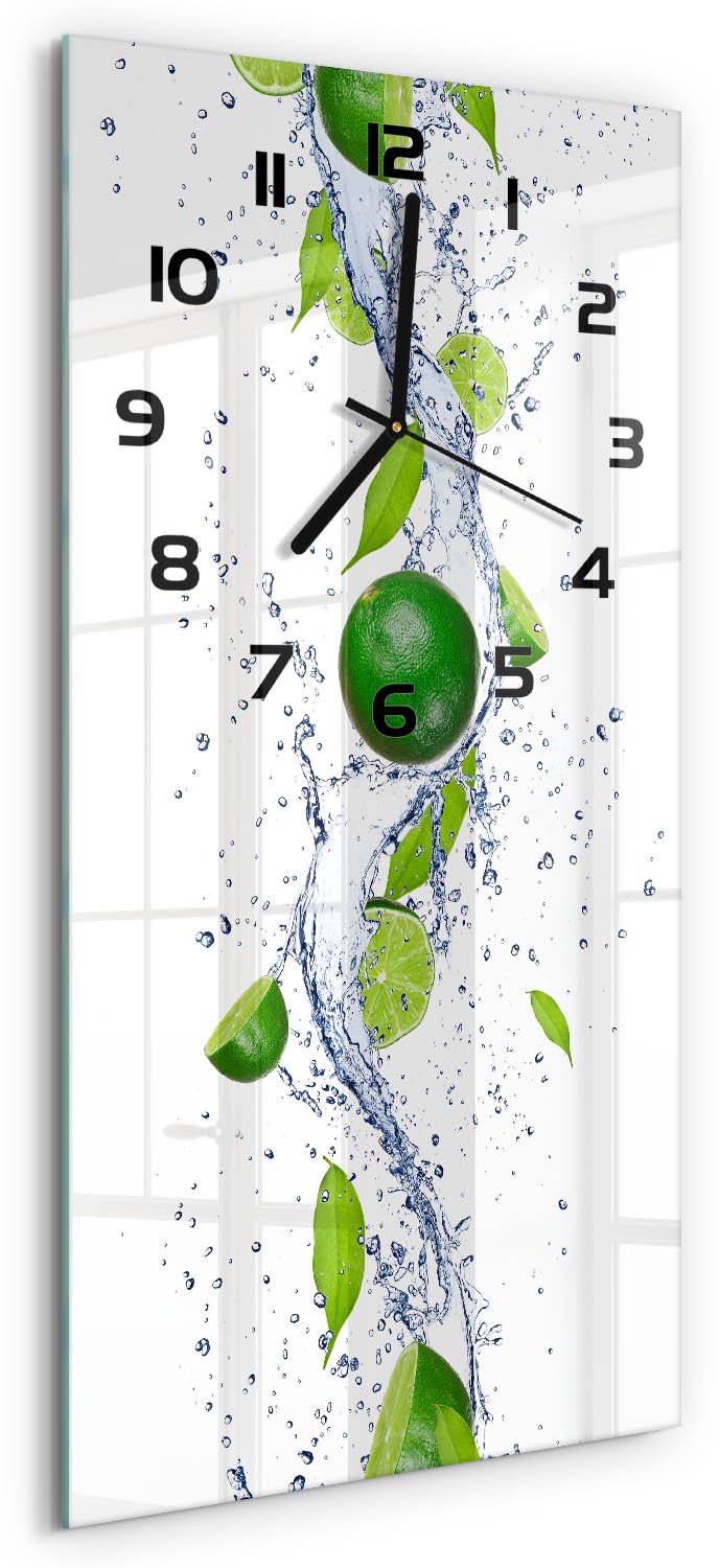 Tulup Wandklok - Calciumcarbonaat Glazen Klok Met Print - 30x60 cm - Groente Wandklok Glas Met Motief - Zwarte handen - Rechthoekige Klok - Wandklok Glas Decoratie - Gekleurde Glazen Klok
