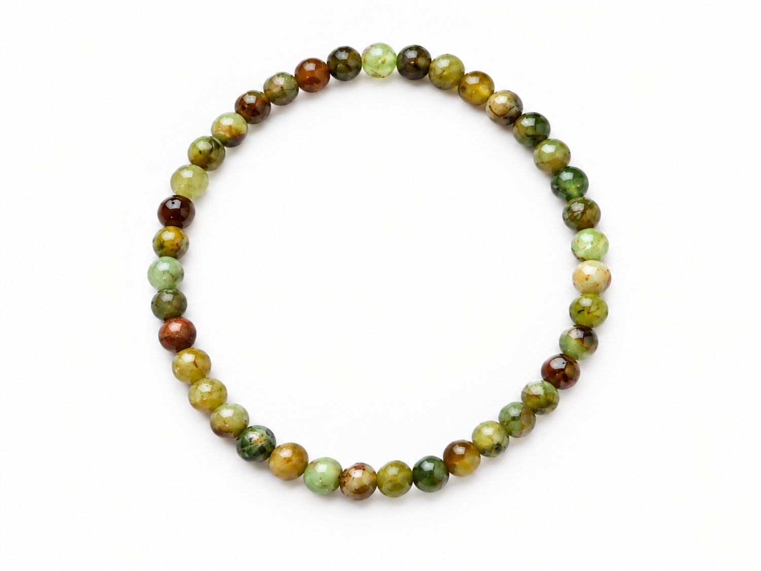 Groene Granaat Armband – Kralen 4 mm – Armbandmaat 17 cm – Edelsteen Kralenarmband – Groen met Gele en Bruine Tinten - Granaat Armband
