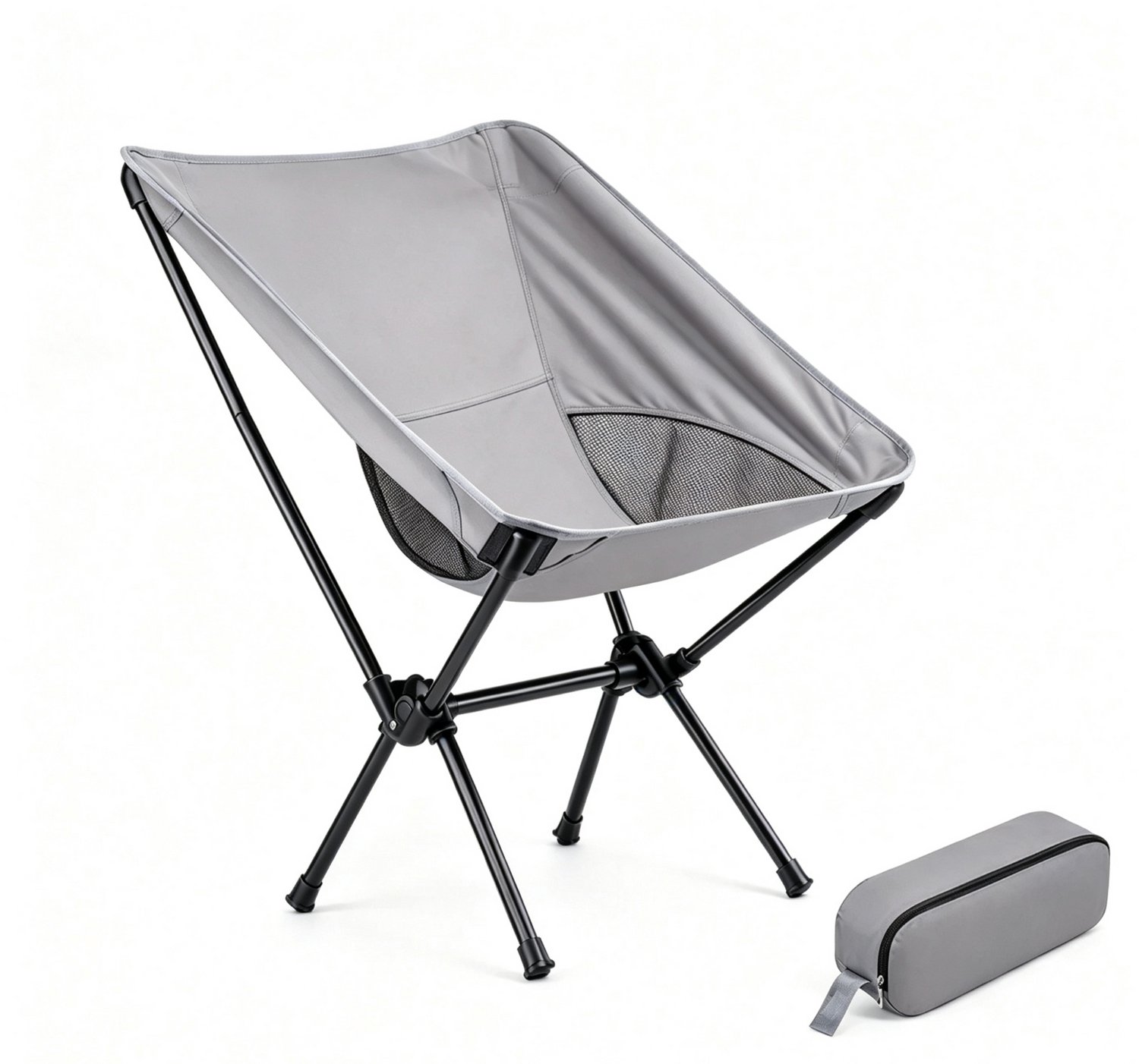 Ultra lichte Opvouwbare Campingstoel - 2,8 LBS (1250g) - Anti-zink voetjes - Incl opbergtas - Grijs