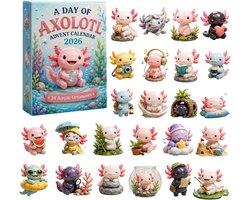 A Day Of Axolotl'-adventskalender 2026 – Kerstaftelkalender met 24 unieke acrylhangers van axolotls- verrassingsdoos met verzamelbare hangdecoraties- cadeau voor axolotlliefhebbers
