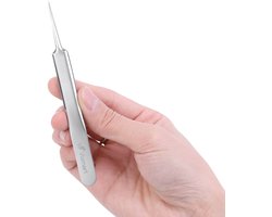 Viamart® Premium Line - Ultrafijn Pincet RVS - Spitse Punt 0,1 mm - Precisiepincet voor Fijne Haartjes - Zilver