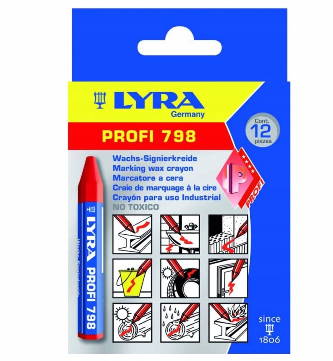 Lyra 4880017 Wasmerkkrijt Profi 798 - Rood (12st)