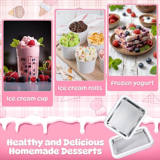 Rolled Ice Cream Maker - 17.5×22.5cm - Zelf IJs Maken - Incl. 2 Spatels - Zonder Stroom - Koelt tot -18°C - IJsmaker - IJsmachine - IJsrolplaat - Mini Rolling Ijs Grill - Ijsmachine - Maak Gemakkelijk Ijs - Ijsrolplaat - Ijsmaker Ijsmachine — afbeelding 2