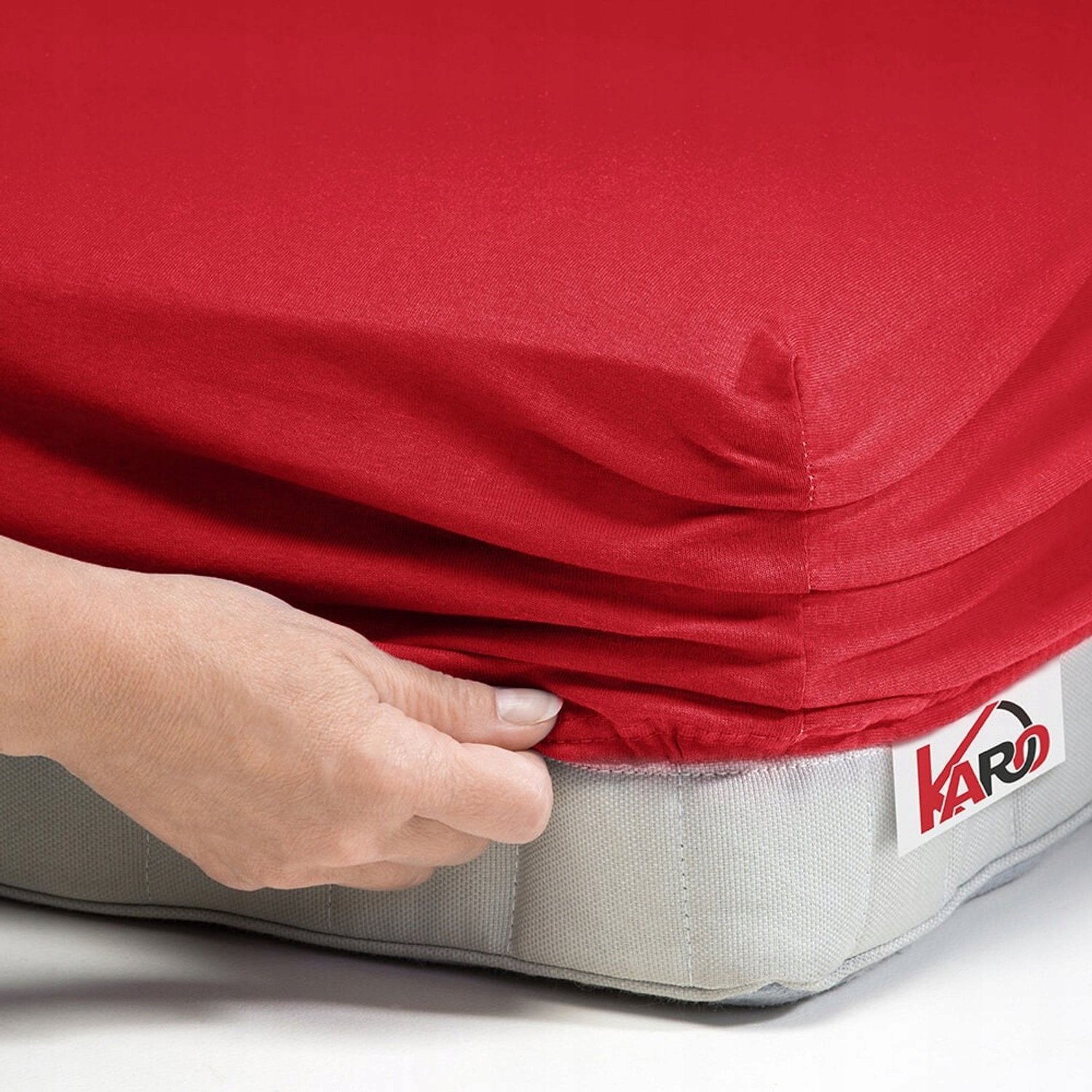 Jersey hoeslaken met elastiek 180x200 cm rood