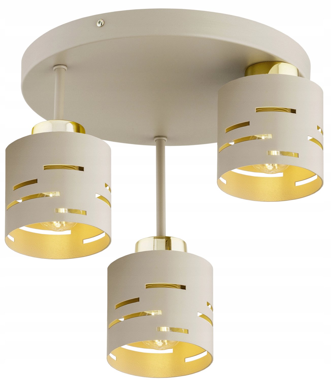 Vox Ecru Plafondlamp - Stijlvolle Beige Designlamp met Goudkleurige Accenten