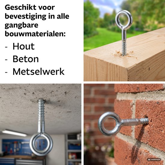 PARCO Schroefoog M12 x 350 mm – Verzinkt – Oogschroef voor Hout & Metselwerk – 2 Stuks