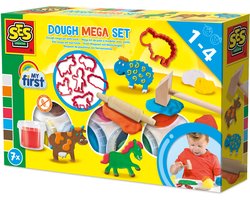 SES Creative - My First - Klei Mega Set - Tools en Klei Vormpjes - Glutenvrije klei in heldere kleuren - droogt niet uit - boerderij thema - met houten deegroller en hamer