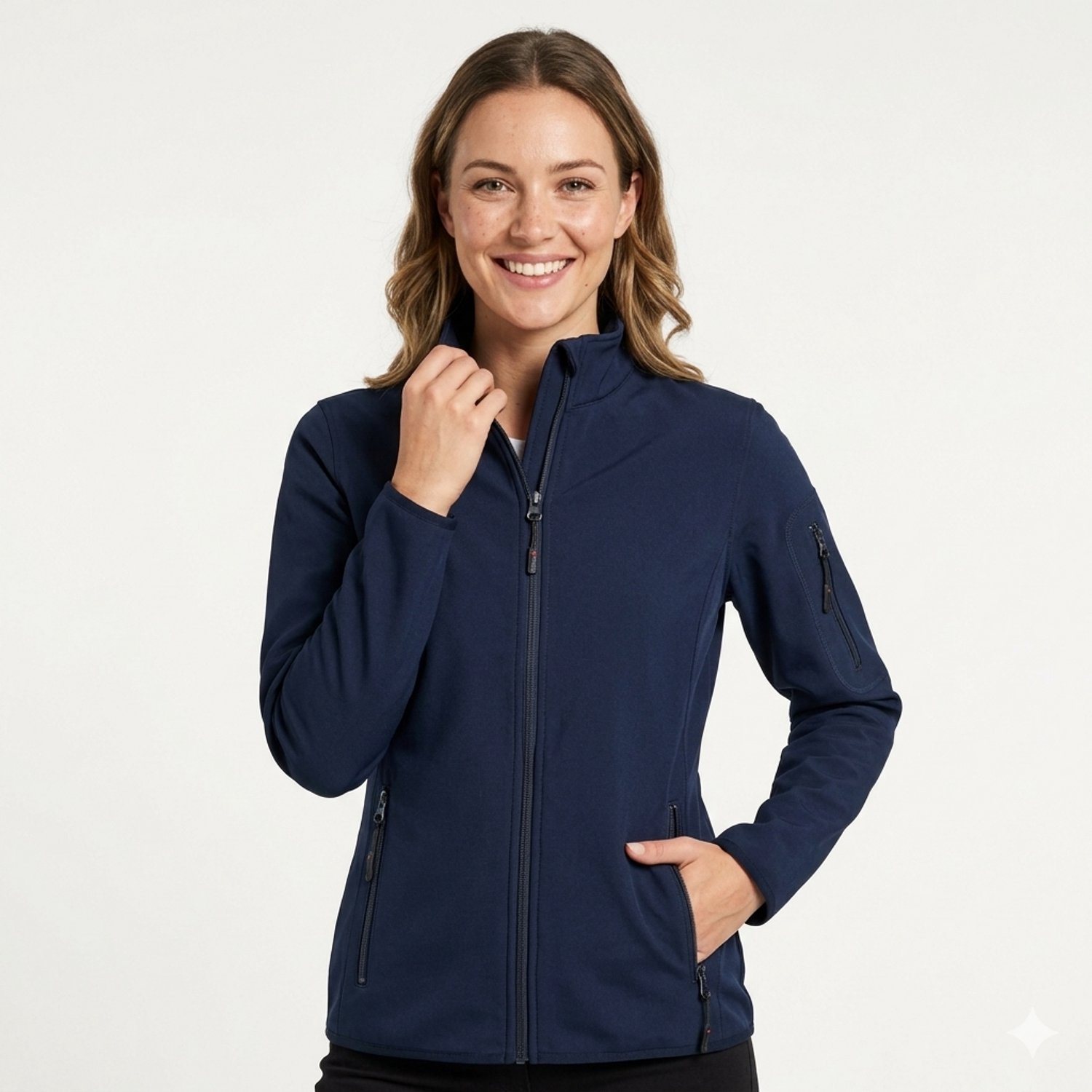 Santino Berlin Dames Sweatvest lange mouwen +Rits - Marine - M