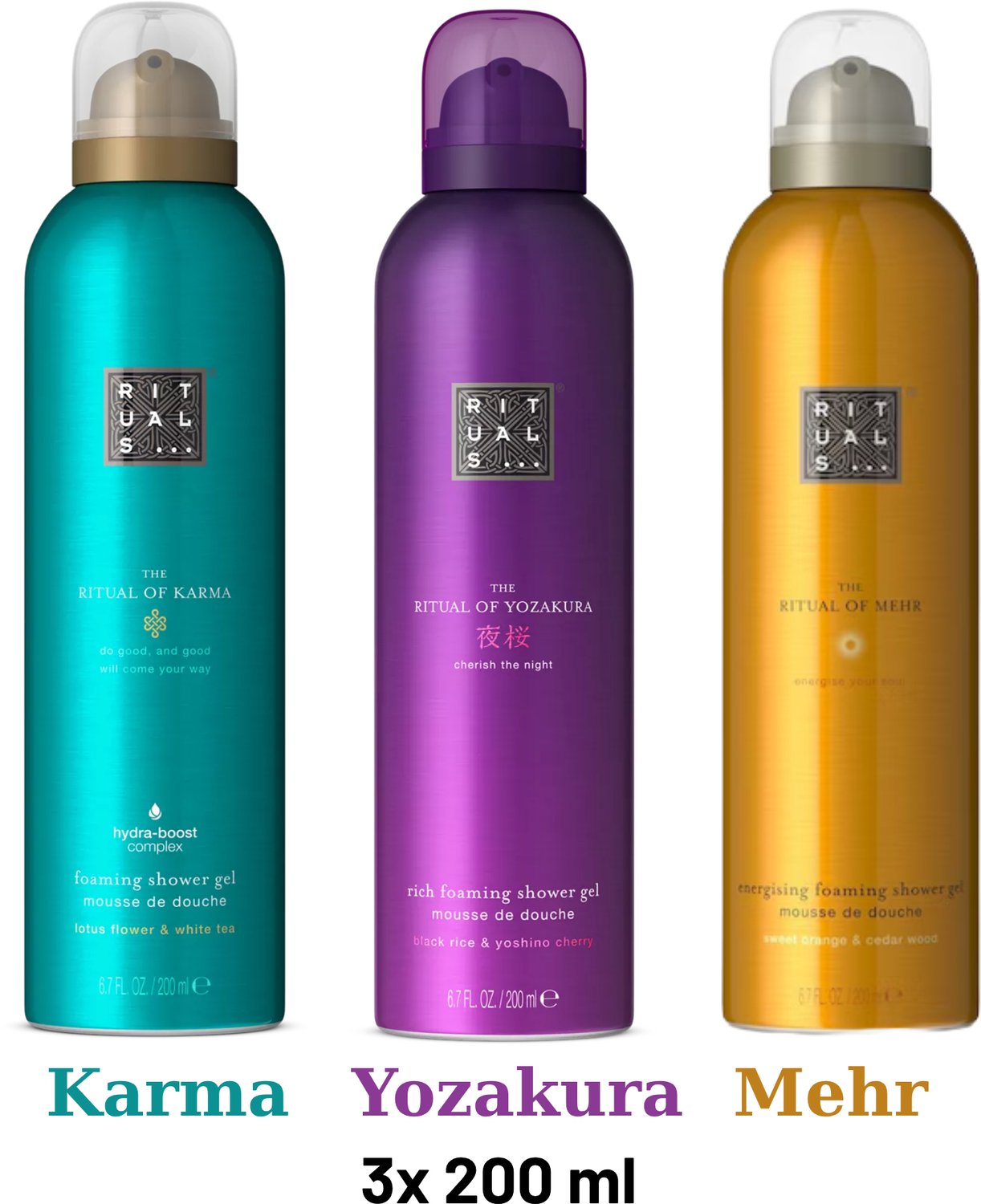Rituals - Shower Gel Value Pack - Mehr 200 ml + Yozakura 200 ml + Karma 200 ml - Douchegel - Shower Foam