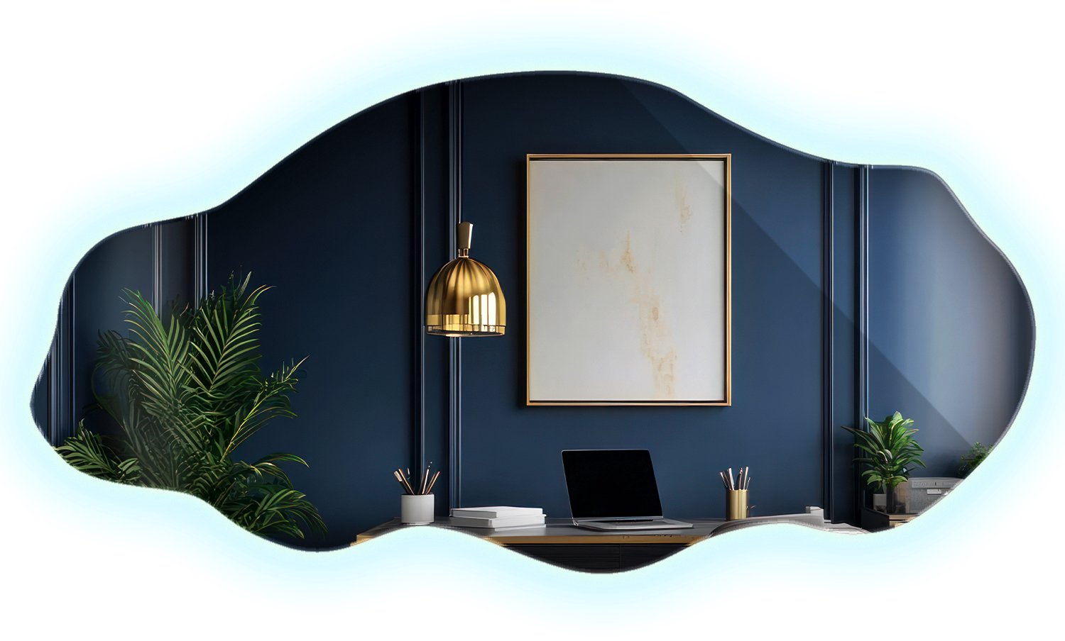 WallMuralia - Spiegel met verlichting Koel licht - 40 x 80 cm - Verlichte spiegel - Decoratieve wandspiegel - Organische spiegel met verlichting