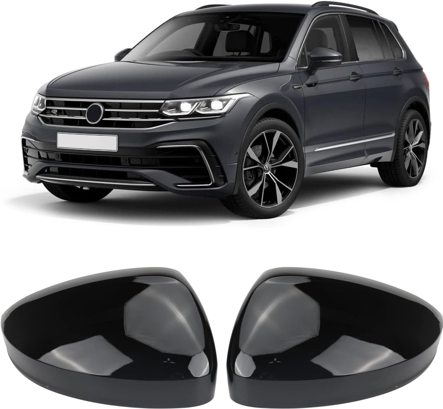 1 Paar Externe Spiegels Bescherming voor VW Tiguan MK2 2017-2020, Glanzende Zijkant Spiegels, Vervangende Mirror Covers en Behuizing