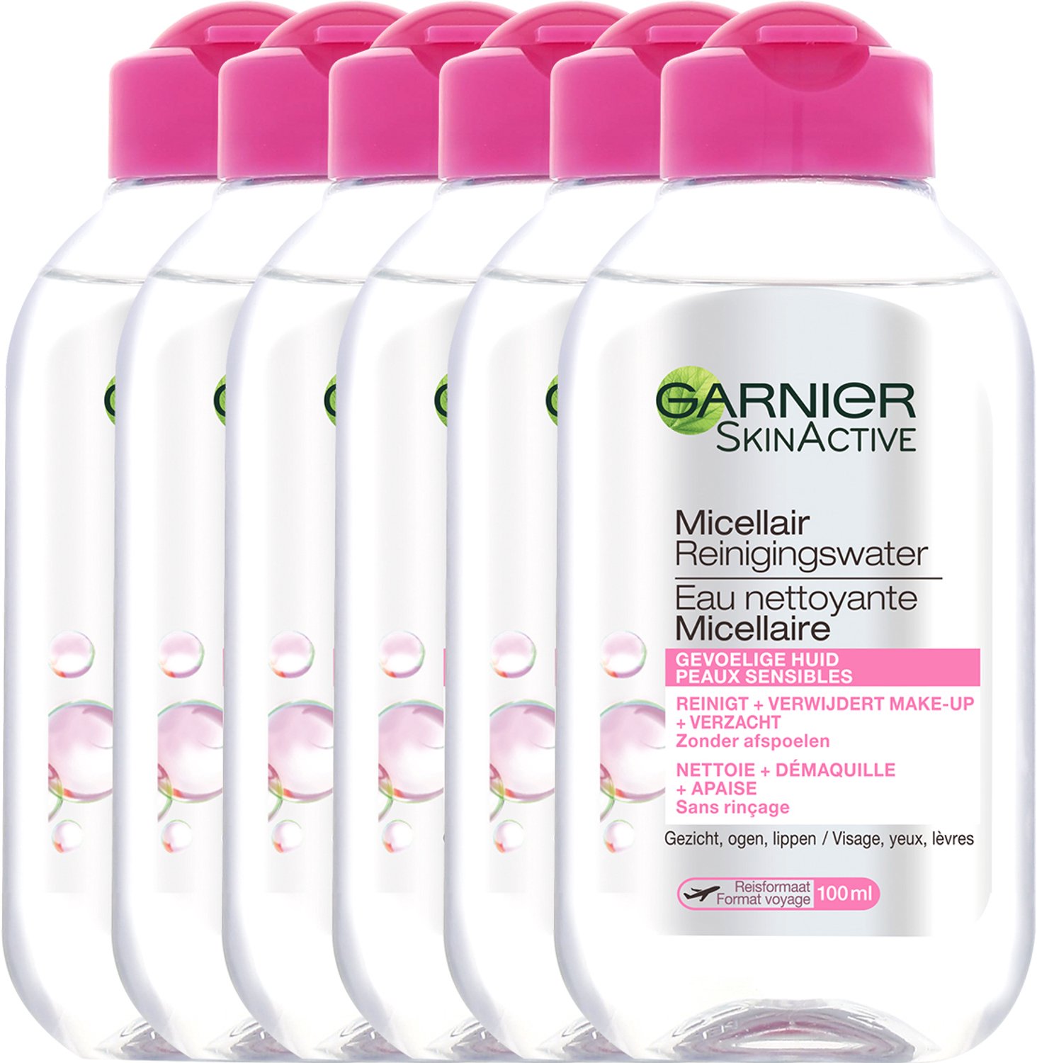 Garnier SkinActive Micellair Reinigingswater voor de Gevoelige Huid – Milde Gezichtsreiniging – Zachte Make-Up Remover - Reisformaat - 6 x 100ml