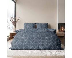Dekbedovertrek Flanel - Winter - 240 x 220 cm - Lits-Jumeaux - Carreaux Bleu
