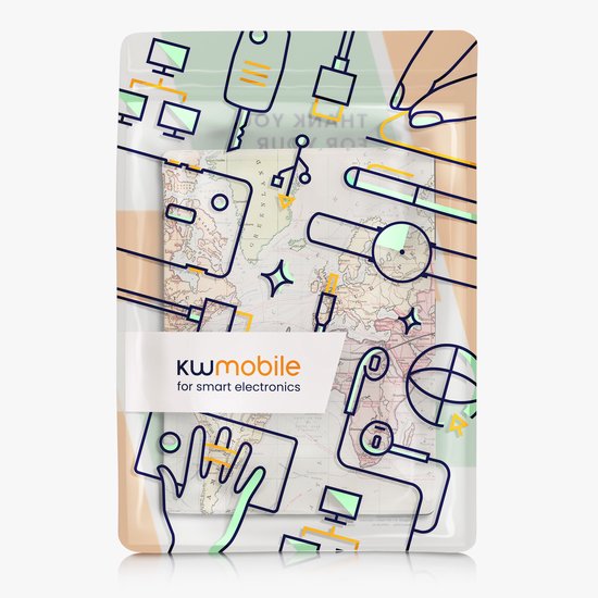 kwmobile e-reader hoesje geschikt voor Pocketbook InkPad One hoes - Ereader flip case met standaard - E reader cover van kunstleer - In zwart / meerkleurig — afbeelding 3