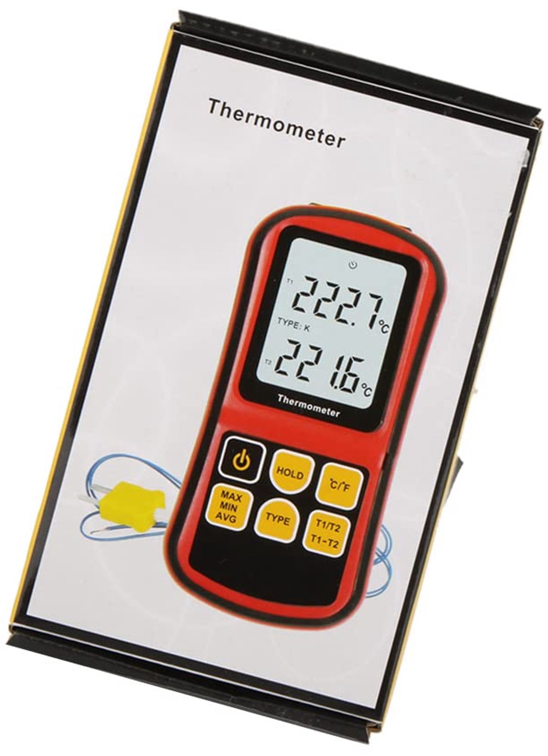 Thermometer tweekanaals temperatuurmeter voor K/J/T/E/R/S/N thermokoppel met LCD-achtergrondverlichting