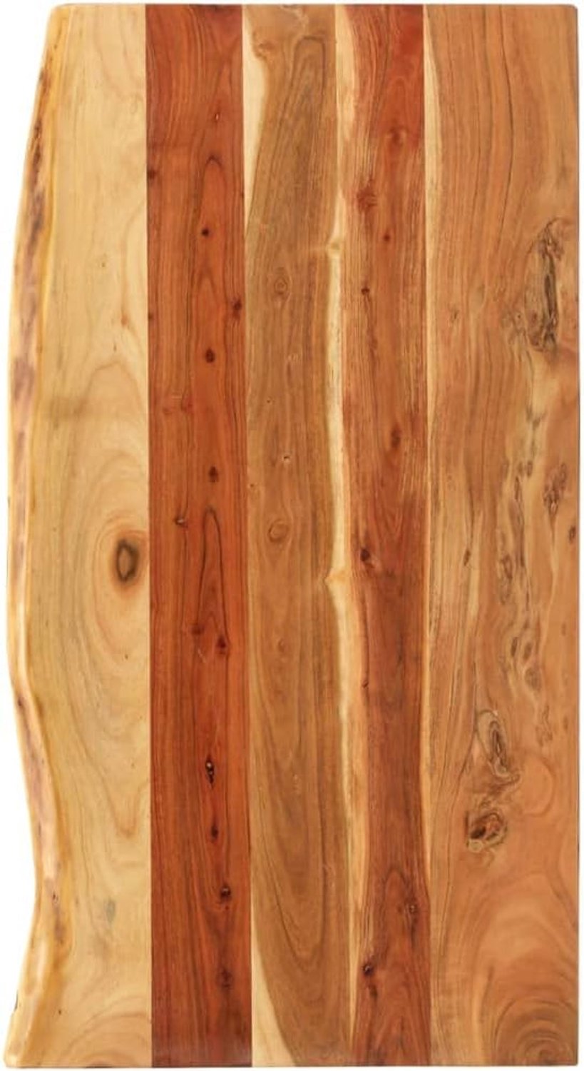 Houten wastafelblad, acacia, 100 x 52 x 2,5 cm, voor badkamer, rustiek werkblad met boomrand, eendelig, robuust hardhout voor wastafel